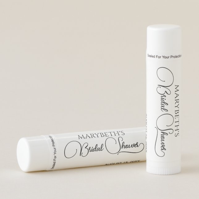Simple Elegant Script Bridal Shower Lip Balm (Front)