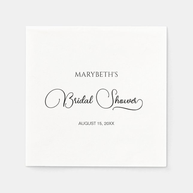 Simple Elegant Script Bridal Shower  Napkins (Front)