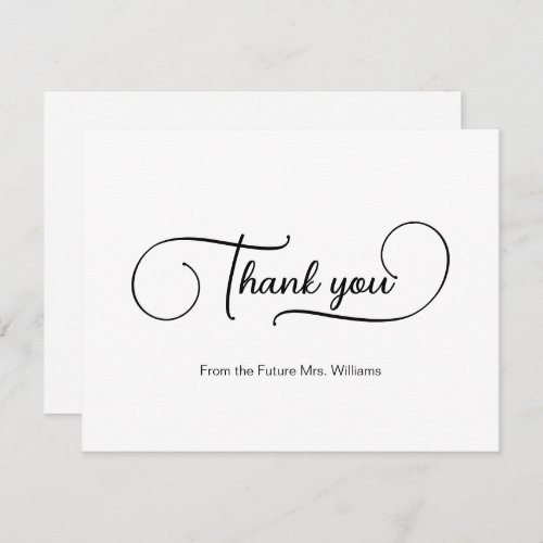 Simple Elegant Script Bridal Shower  Thank You Card