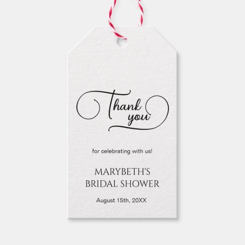 Simple Elegant Script Bridal Shower Thank You Gift Tags