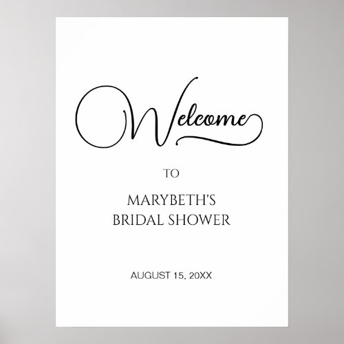 Simple Elegant Script Bridal Shower Welcome Poster