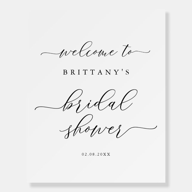 Simple Elegant Script Bridal Shower Welcome Sign (Front)