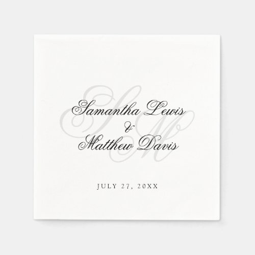 Simple Elegant Script Bride Groom Monogram Wedding Napkins