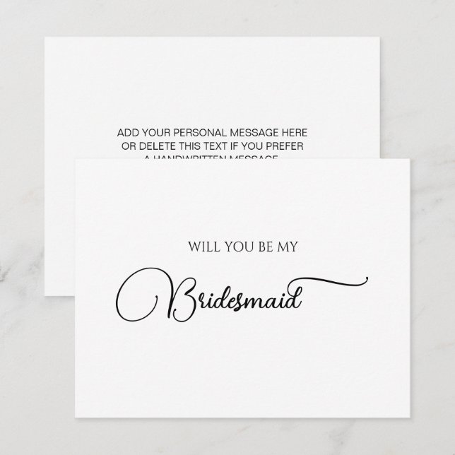 Simple Elegant Script Bridesmaid Proposal Card (Front/Back)