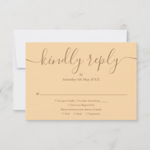Simple Elegant Script Champagne Wedding RSVP Card