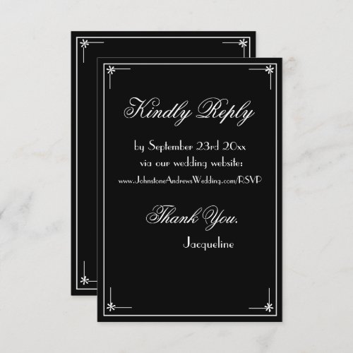  Simple elegant script chic wedding website RSVP  Enclosure Card