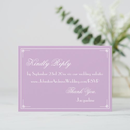 Simple elegant script chic wedding website RSVP Enclosure Card