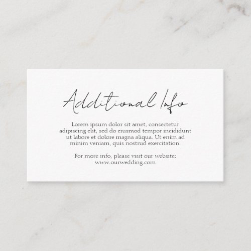 Simple Elegant Script Classic Minimalist Wedding Enclosure Card