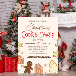 Simple Elegant Script Cookie swap Christmas Party Invitation