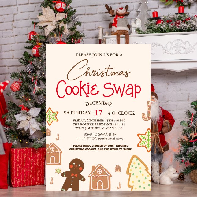 Simple Elegant Script Cookie swap Christmas Party  Invitation (Creator Uploaded)