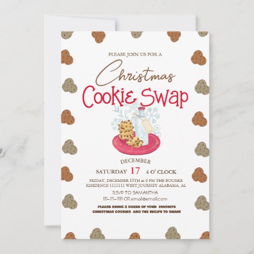 Simple Elegant Script Cookie swap Christmas Party  Invitation