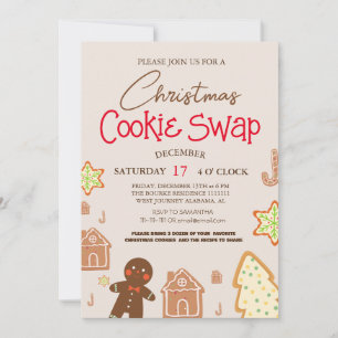 Simple Elegant Script Cookie swap Christmas Party Invitation