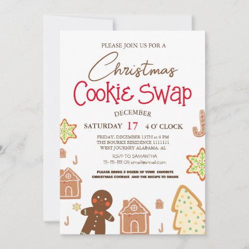 Simple Elegant Script Cookie swap Christmas Party  Invitation