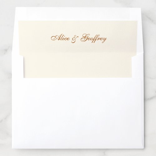 Simple Elegant Script Copper Ivory Wedding Envelope Liner
