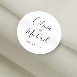 Simple elegant script couple's names wedding classic round sticker<br><div class="desc">Modern minimalist script couple's names and event date,  simple and elegant. great personalized favor stickers.</div>