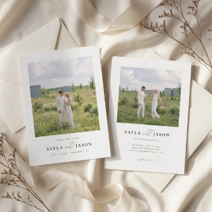 Simple Elegant Script Double Sided Photo Wedding Save The Date
