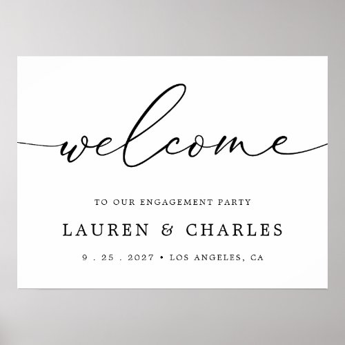 Simple Elegant Script Engagement Party Welcome Poster