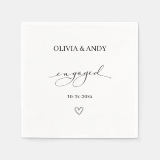 simple elegant script Engagement wedding favor Napkins