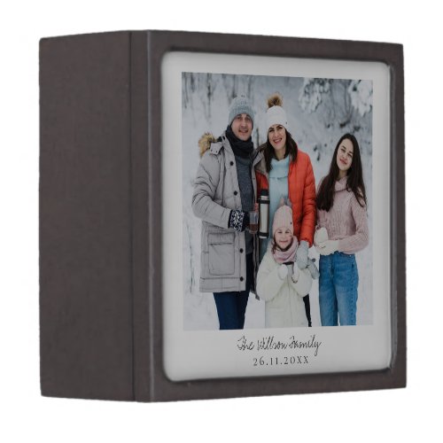 Simple Elegant Script Family Photo Christmas Gift Box