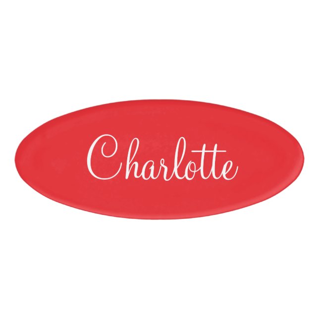 Simple Elegant Script First Name Red Business Tag (Front)