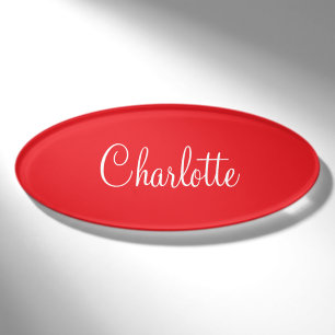 Simple Elegant Script First Name Red Business Tag