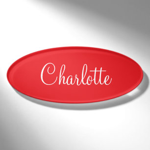 Simple Elegant Script First Name Red Business Tag
