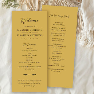 Simple Elegant Script Gold Wedding Ceremony Program