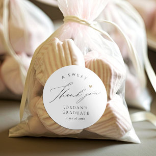 Simple Elegant Script Graduation Favors Thank You Classic Round Sticker