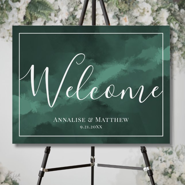 Simple Elegant Script Green Wedding Welcome Foam Board (Simple Elegant Script Green Wedding Welcome Foam Board)