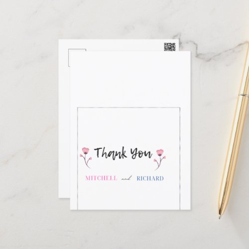 Simple Elegant  Script Hashtag Wedding Favor Box Postcard