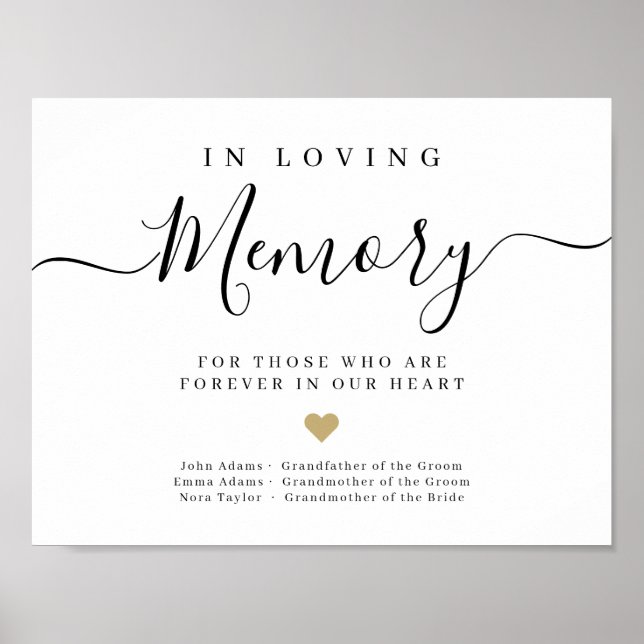 Simple elegant script in loving memory sign (Front)