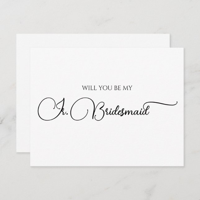 Simple Elegant Script Junior Bridesmaid Proposal Note Card (Front/Back)