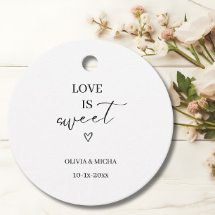 simple elegant script Love is sweet wedding favor  Favor Tags