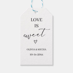 simple elegant script Love is sweet wedding favor Gift Tags