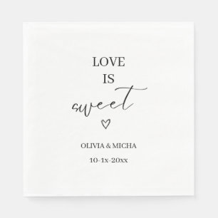 simple elegant script Love is sweet wedding favor  Napkins