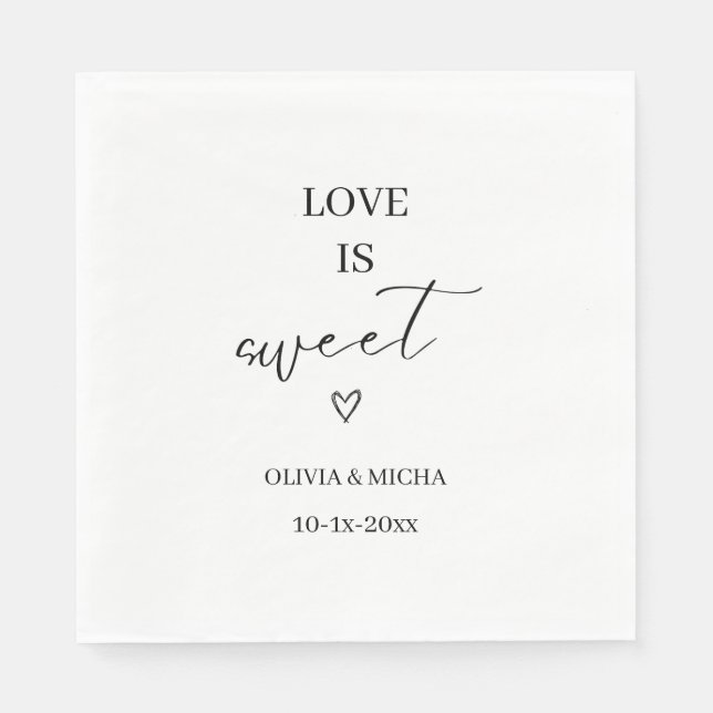 simple elegant script Love is sweet wedding favor  Napkins (Front)