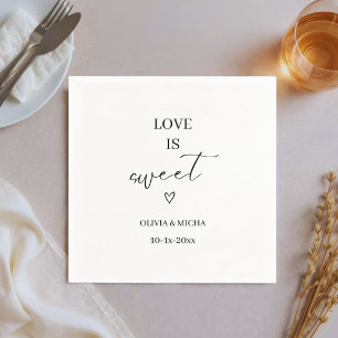 simple elegant script Love is sweet wedding favor Napkins