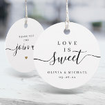 Simple elegant script love is sweet wedding favor tags<br><div class="desc">Modern minimalist script "love is sweet" with couple's names and event date,  simple and elegant. great personalized favor tags. 
See all the matching pieces in collection</div>