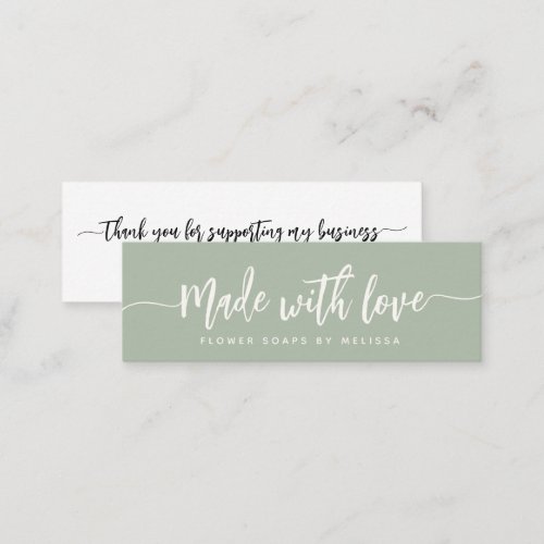 Simple Elegant Script Made with Love Small Mini Business Card