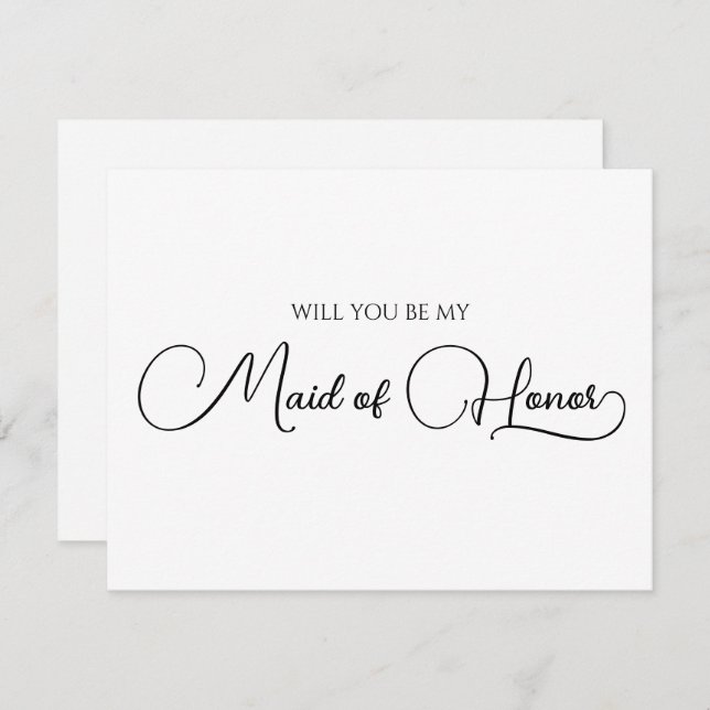 Simple Elegant Script Maid of Honor Proposal Card (Front/Back)