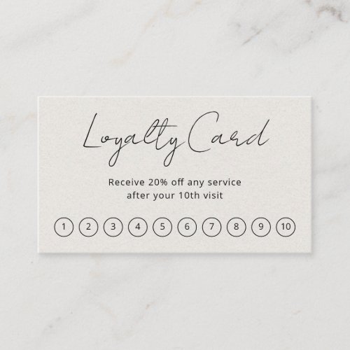 Simple Elegant Script Minimalist Beige Modern Loyalty Card