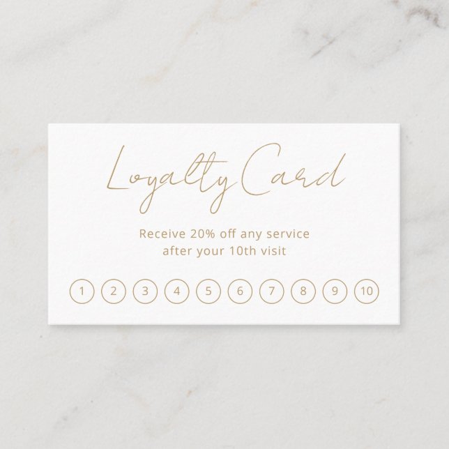 Simple Elegant Script Minimalist Modern Gold Loyalty Card (Front)