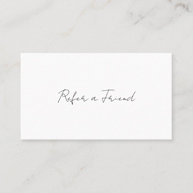Simple Elegant Script Minimalist Modern Referral Card (Front)