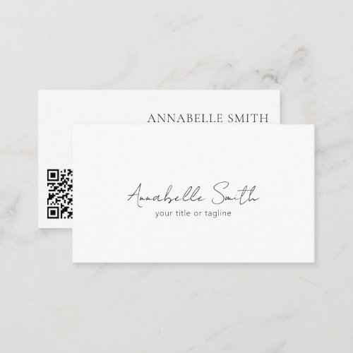 Simple Elegant Script Minimalist QR Code Modern Business Card