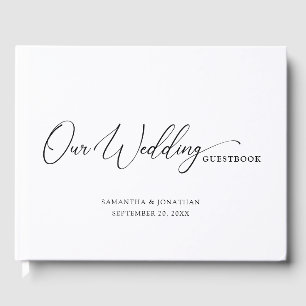 Simple Elegant Script Minimalist Wedding Guest Book