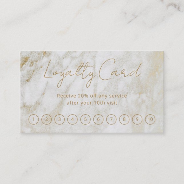Simple Elegant Script Modern Gold Marble Loyalty Card (Front)