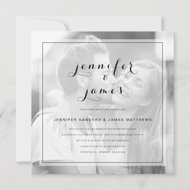 Simple Elegant Script Modern Photo Wedding Invitation (Front)