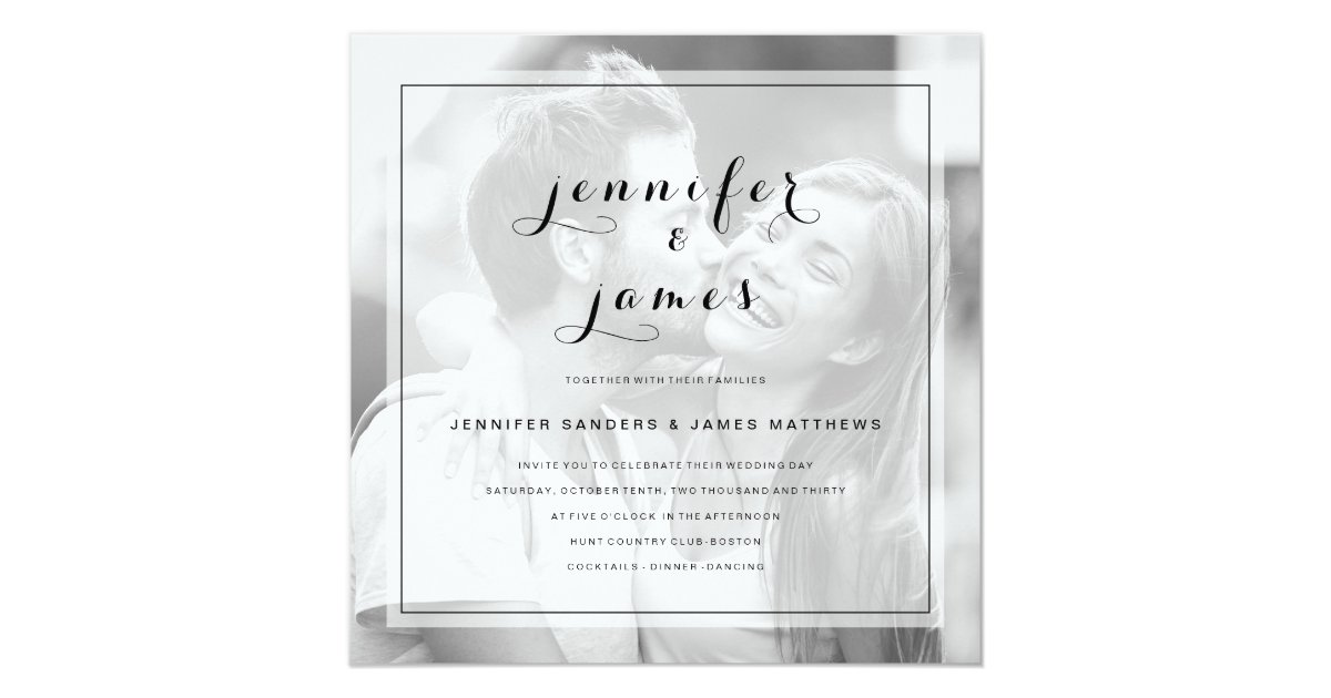 Simple Elegant Script Modern Photo Wedding Invitation Zazzle Com