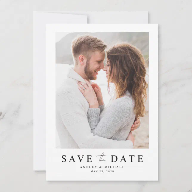 Simple Elegant Script Modern Photo Wedding Save The Date | Zazzle