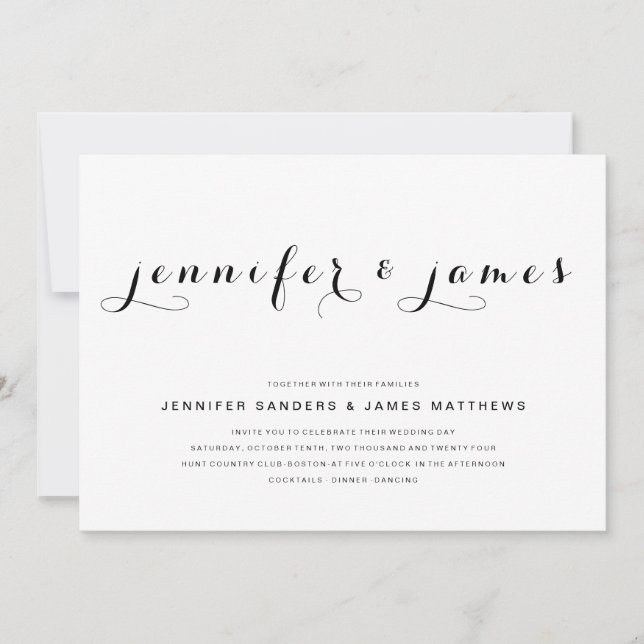 Simple Elegant Script | Modern Wedding Invitation (Front)